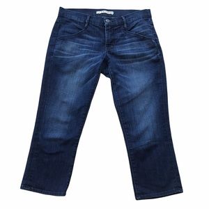 J Brand Cropped Dark Wash Denim Jean Greaser 27